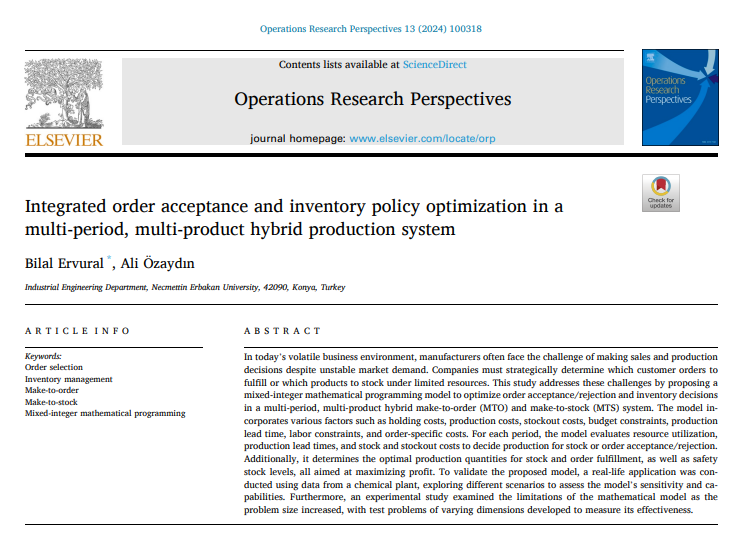 Integrated order acceptance and inventory policy optimization in a multi-period, multi-product hybrid production system